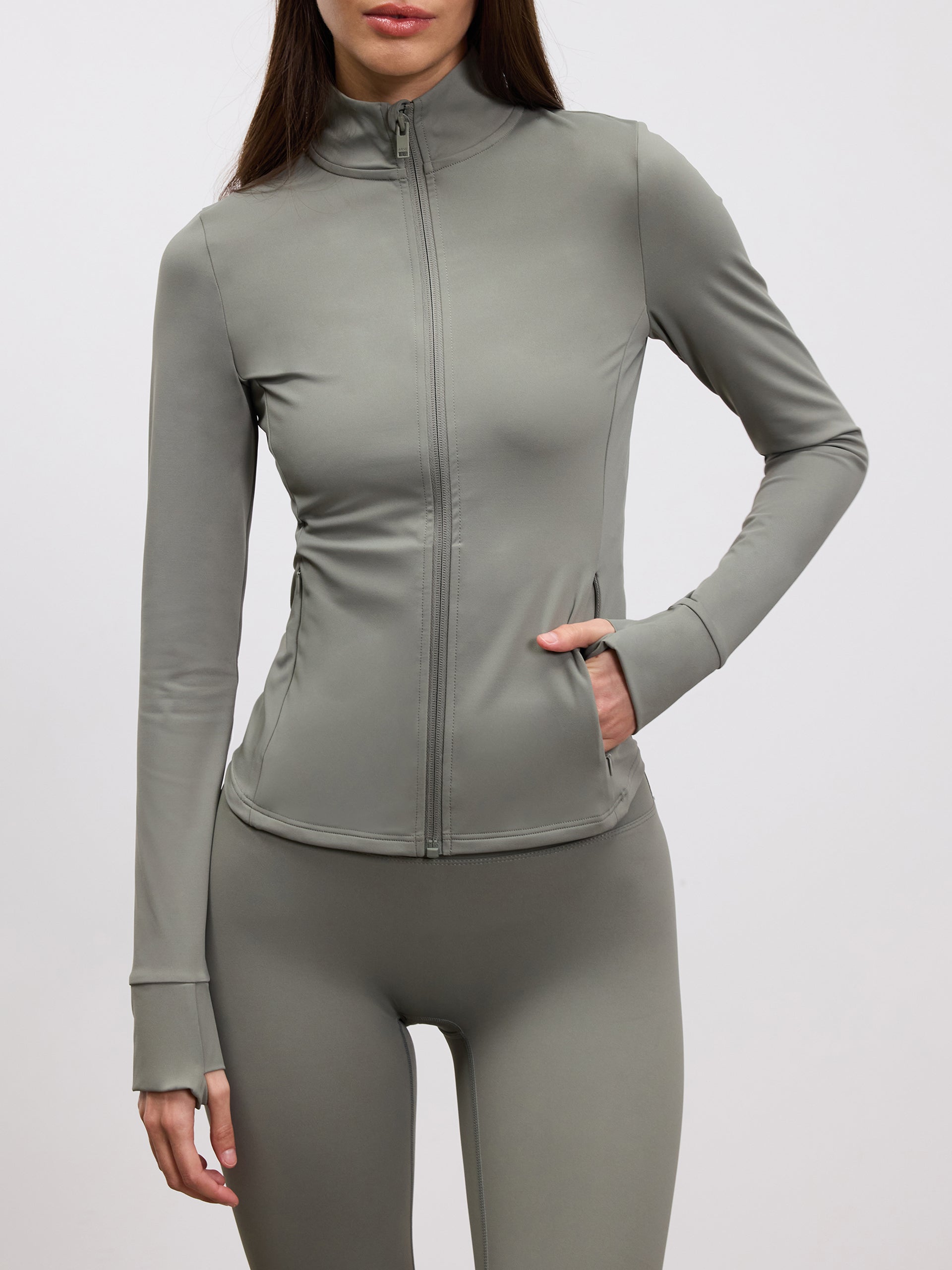 Womens Active Zip Through Jacket in Sage