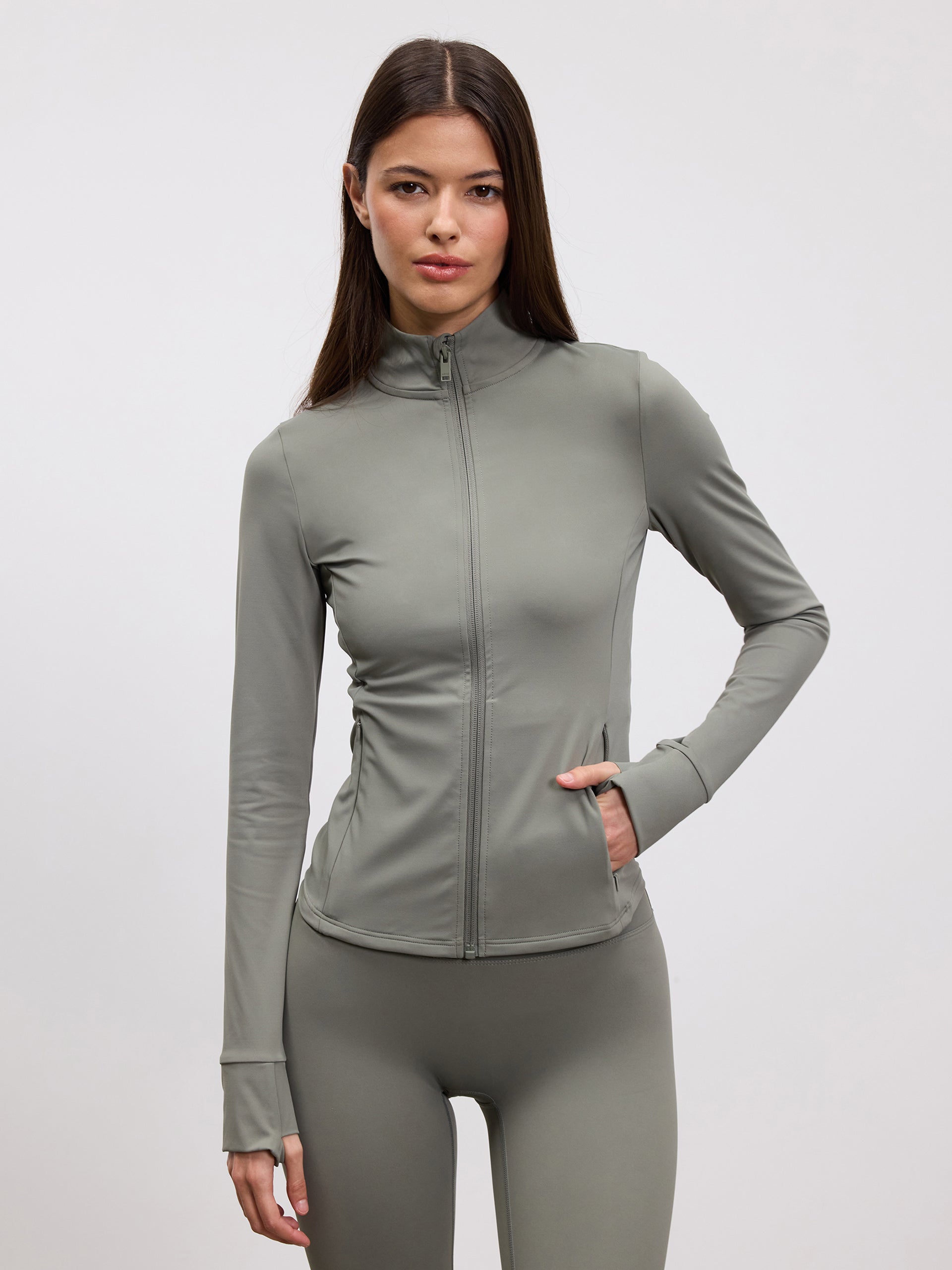 Womens Active Zip Through Jacket in Sage
