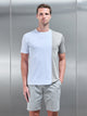 Albi Mercerised Cotton Colour Block T-Shirt in Stone