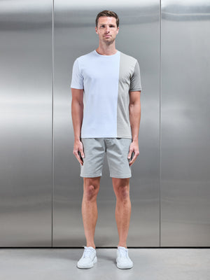Albi Mercerised Cotton Colour Block T-Shirt in Stone