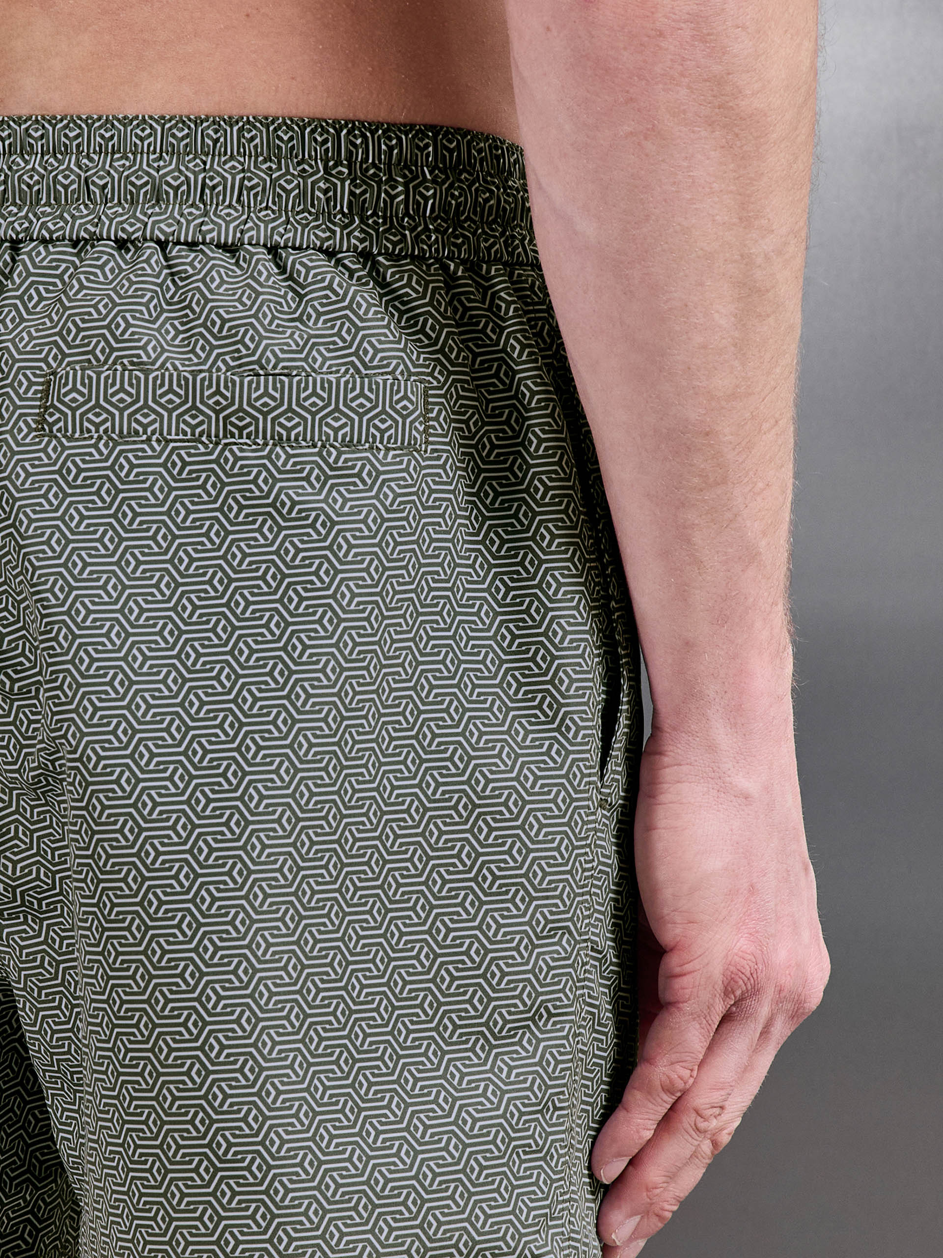 Amalfi Drawstring Printed Swim Short in Sage