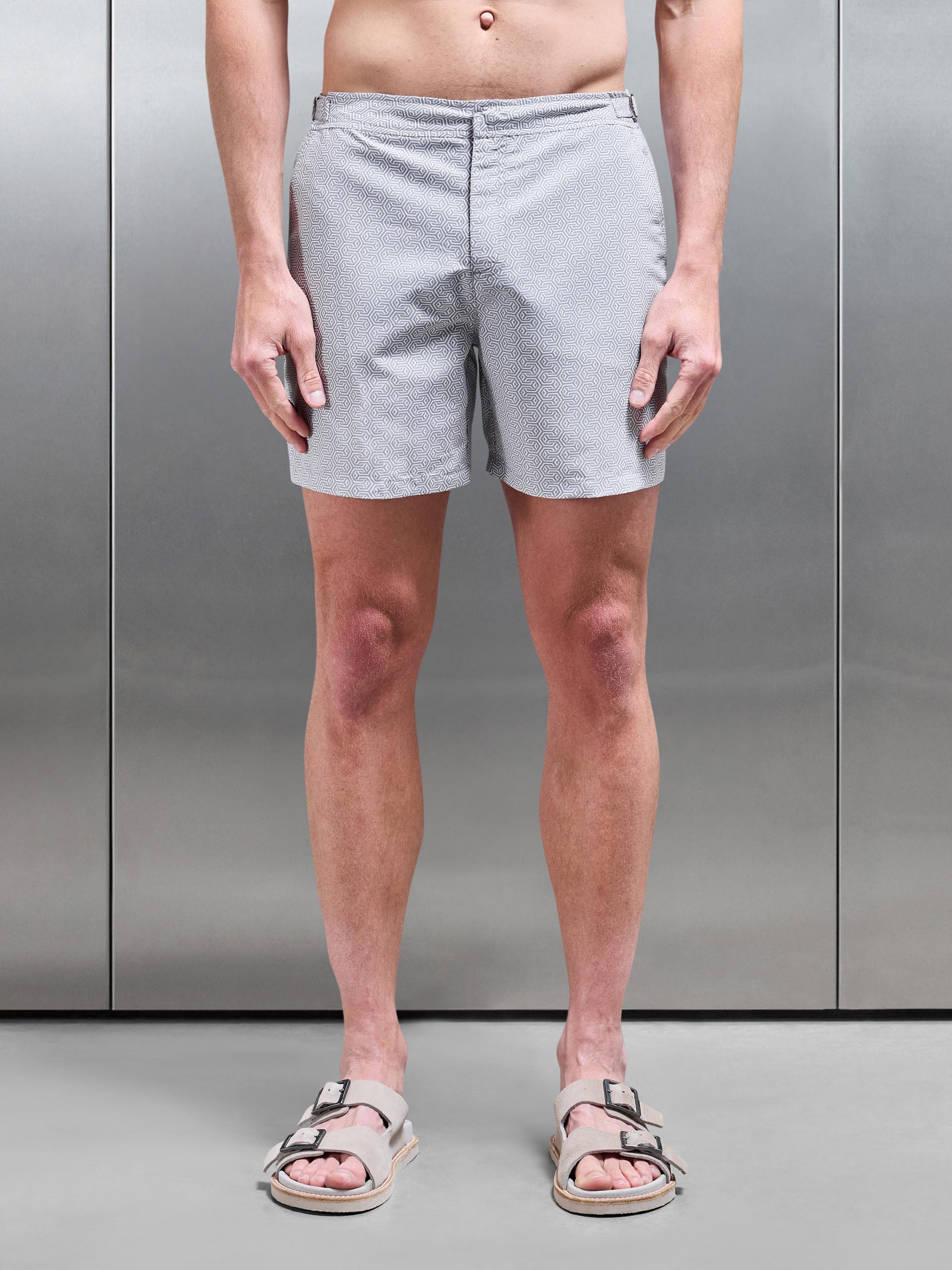 Amalfi Side Adjuster Printed Swim Short in Stone