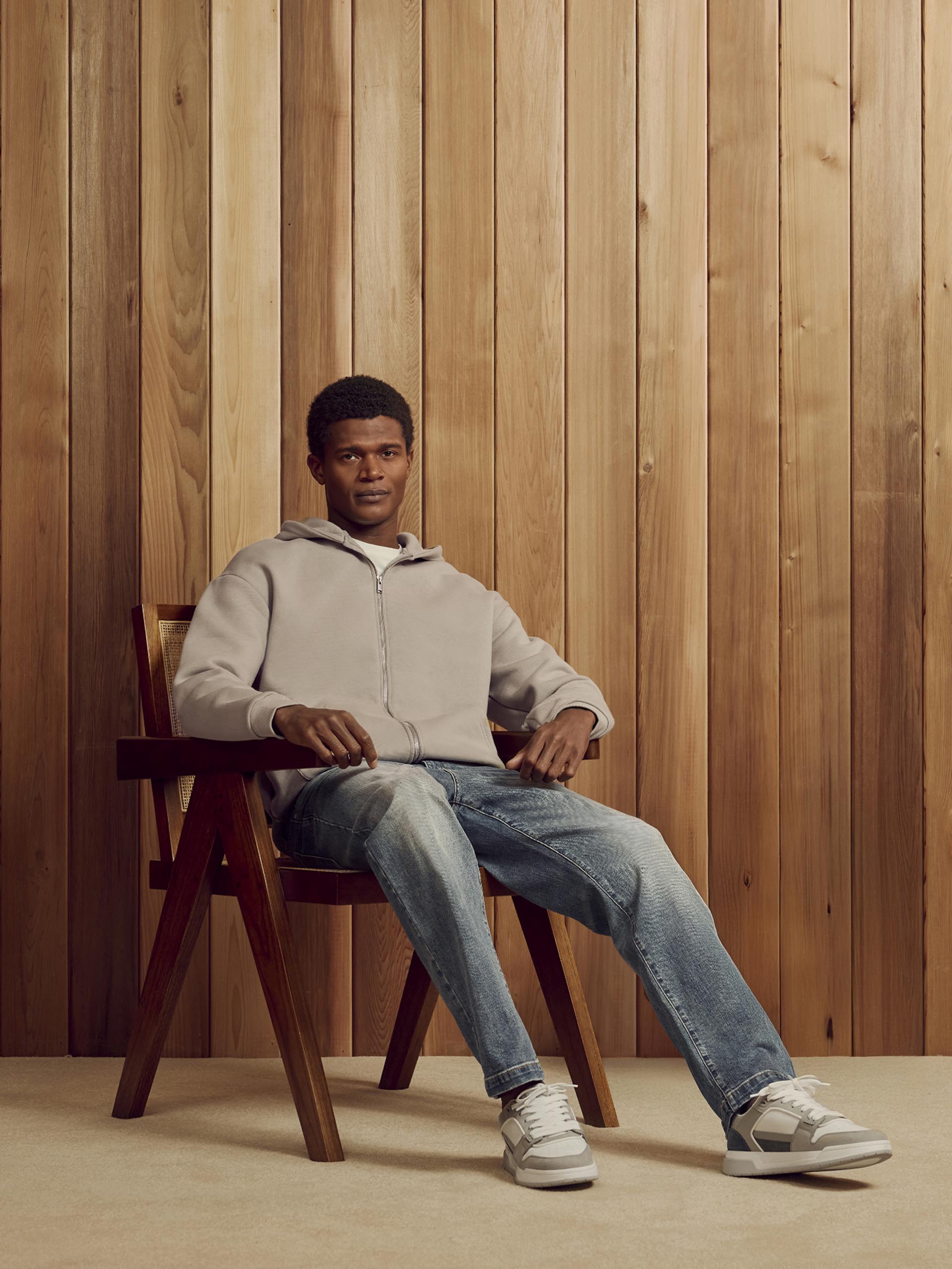 Relaxed Zip Through Hoodie in Stone | ARNE UK