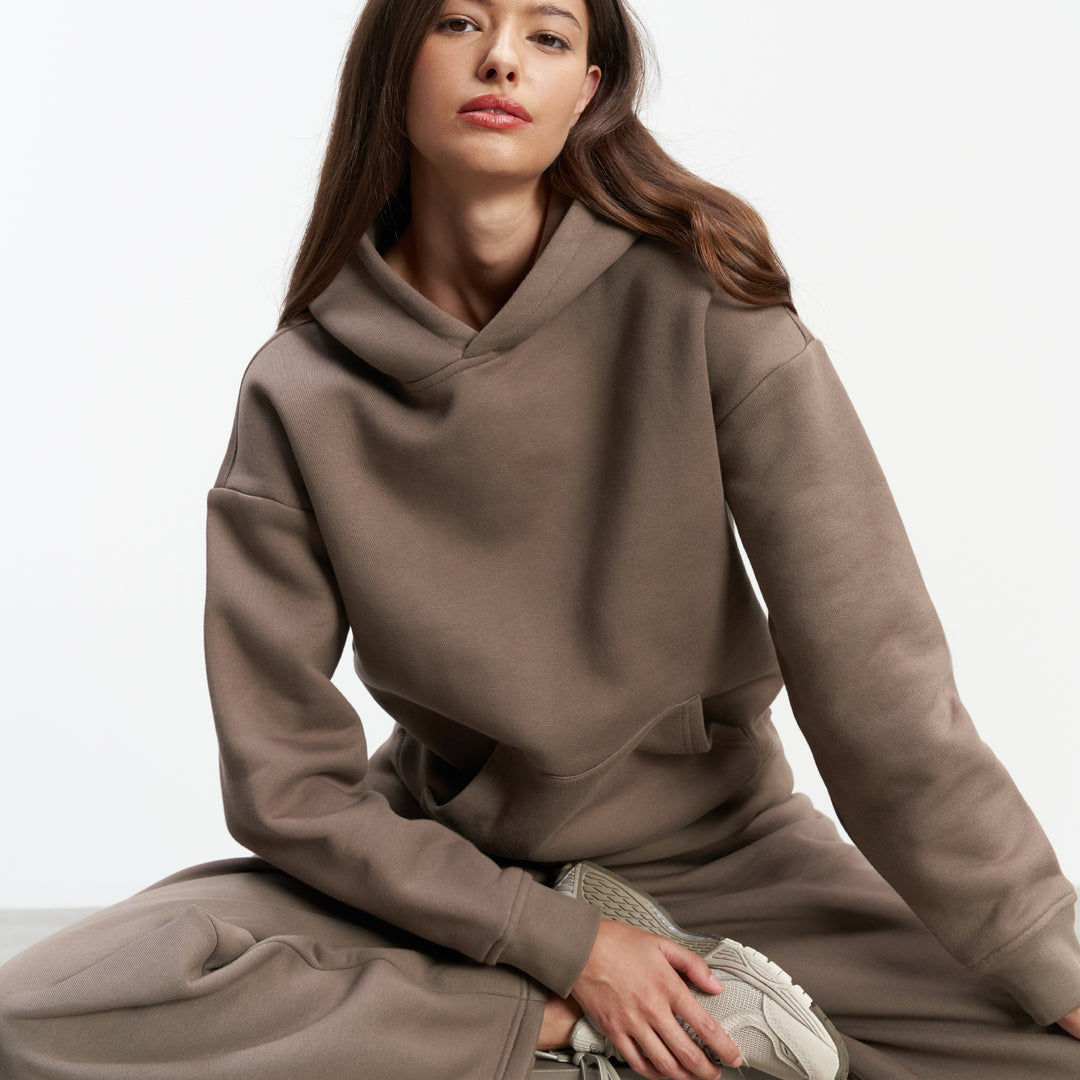 Womens Relaxed Hoodie in Taupe