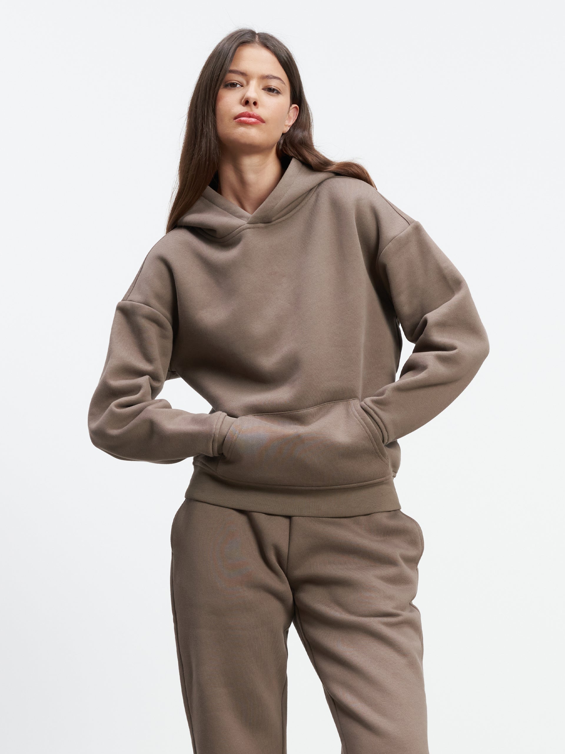 Womens Relaxed Hoodie in Taupe