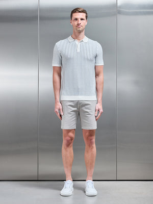 Aspley Knitted Button Polo Shirt in Blue