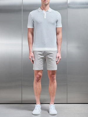 Aspley Knitted Button Polo Shirt in Blue