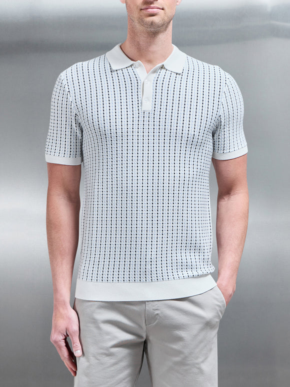 Aspley Knitted Button Polo Shirt in Blue