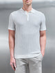 Aspley Knitted Button Polo Shirt in Stone