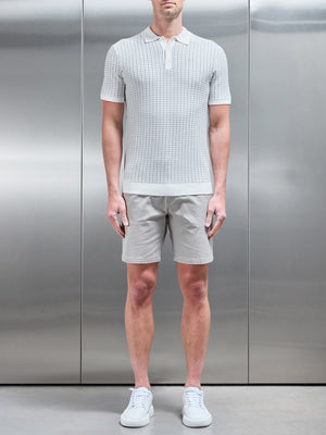 Aspley Knitted Button Polo Shirt in Stone