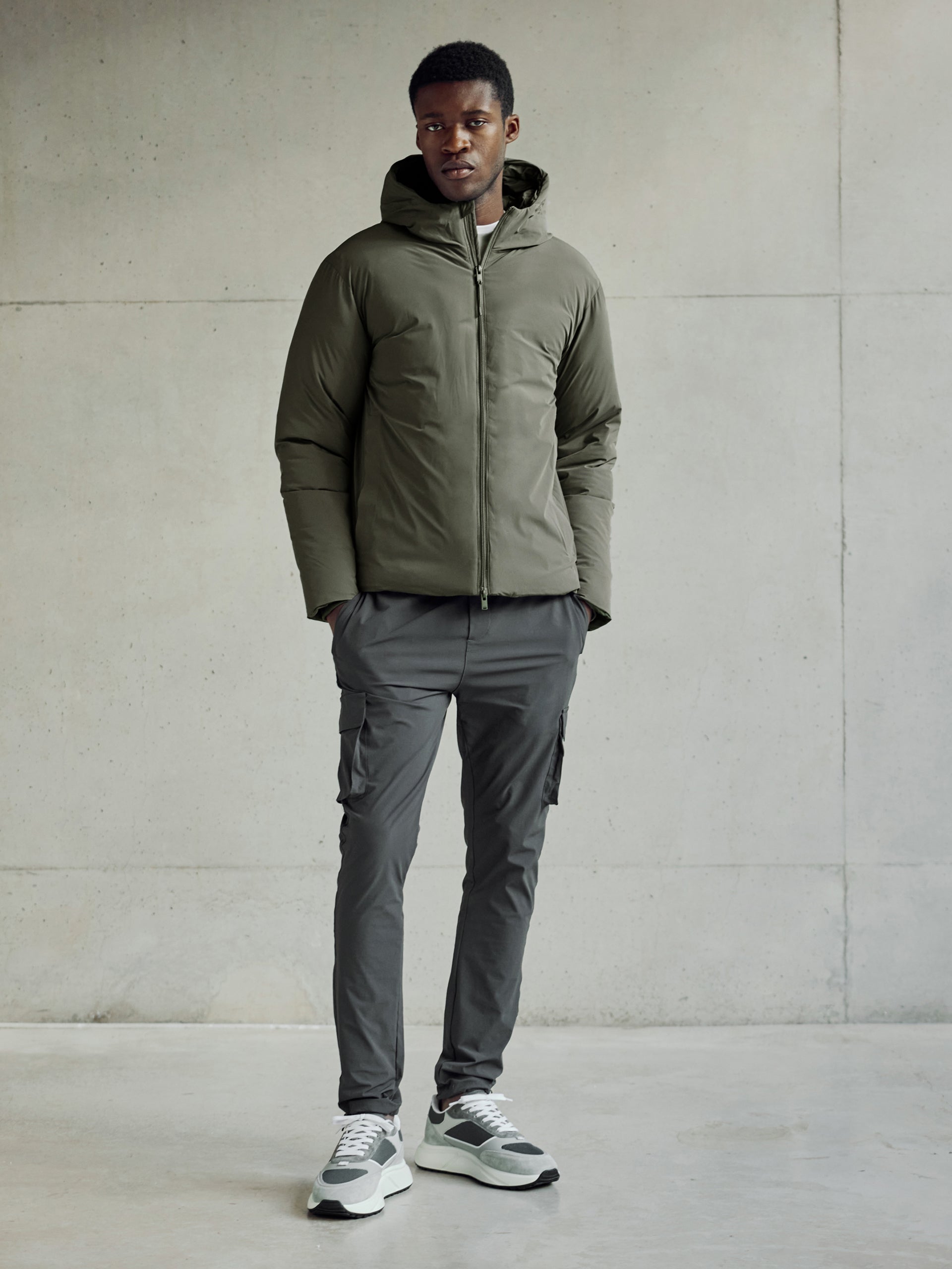 Down Padded Windbreaker in Olive