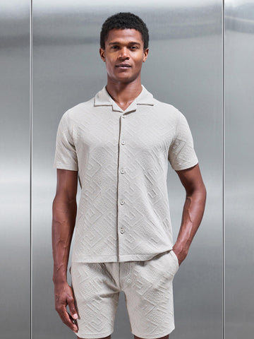 Aztec Revere Collar Shirt in Stone