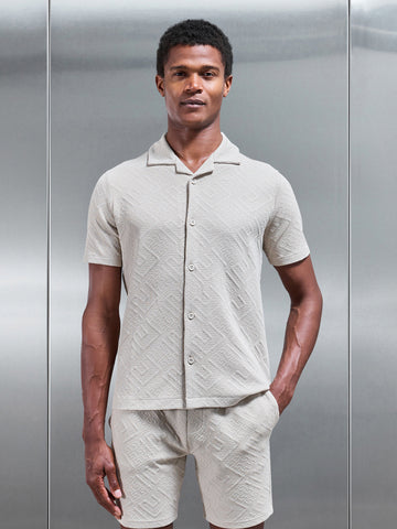 Aztec Revere Collar Shirt in Stone