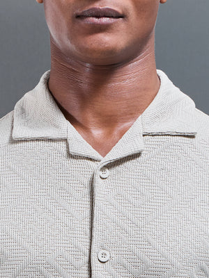 Aztec Revere Collar Shirt in Stone