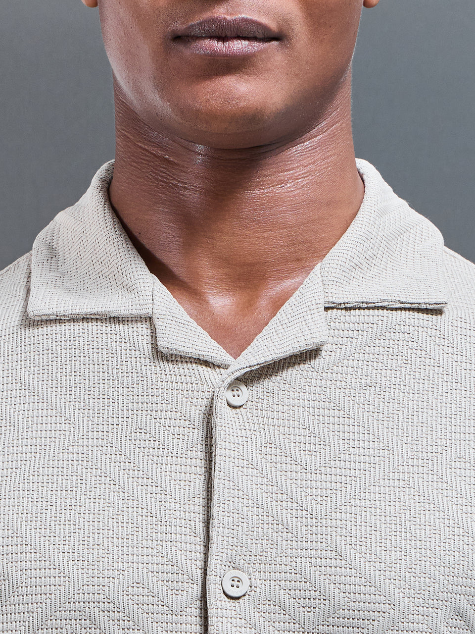 Aztec Revere Collar Shirt in Stone