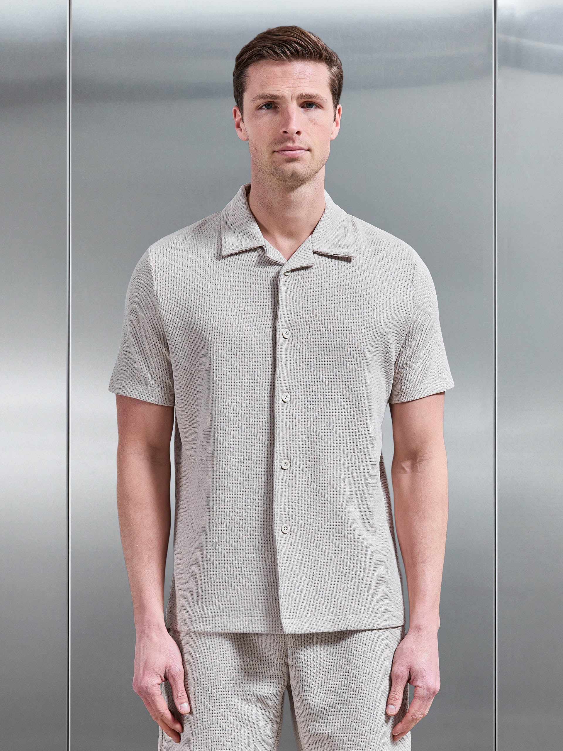 Aztec Revere Collar Shirt in Stone