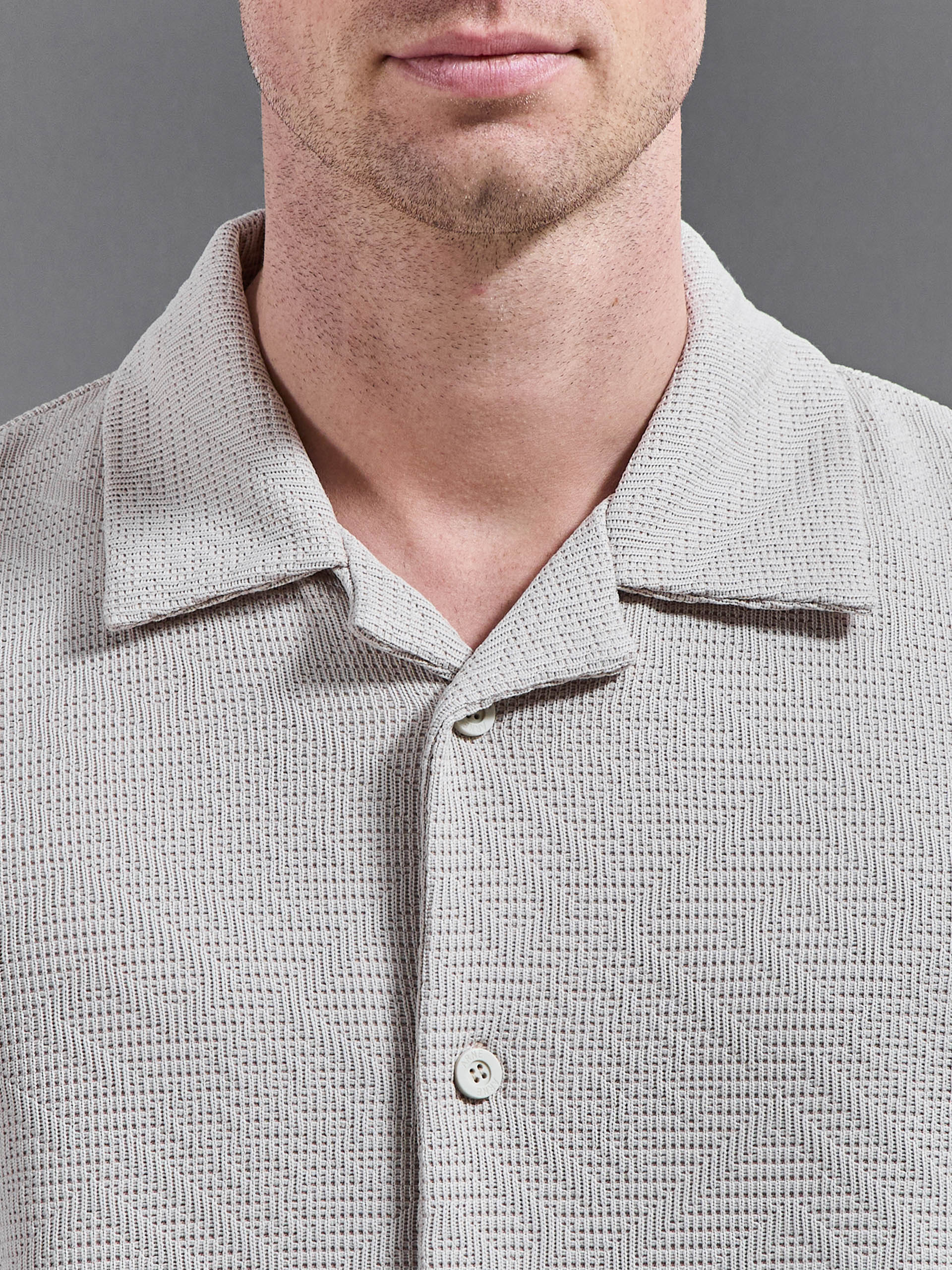 Aztec Revere Collar Shirt in Stone