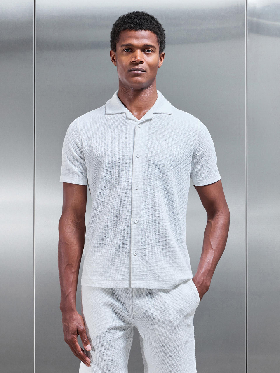 Aztec Revere Collar Shirt in White