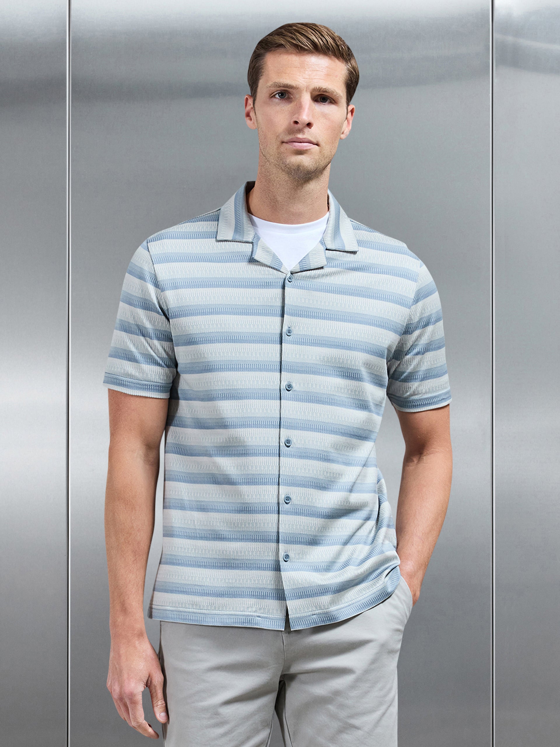Aztec Revere Collar Shirt in Navy