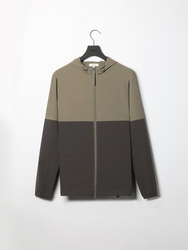 Active Technical Colour Block Windbreaker in Olive Grey