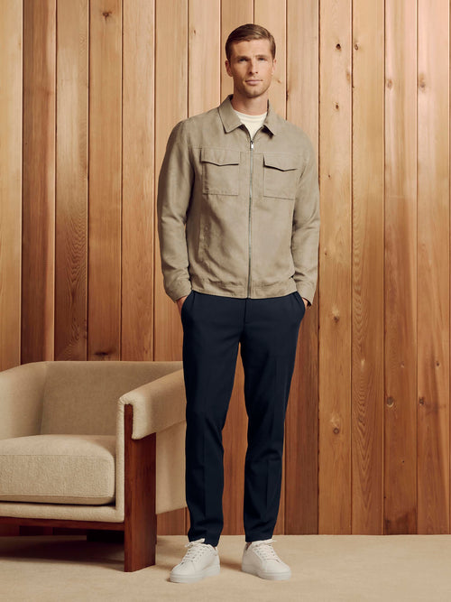 Smart Tailored Drawstring Stretch Trouser in Navy