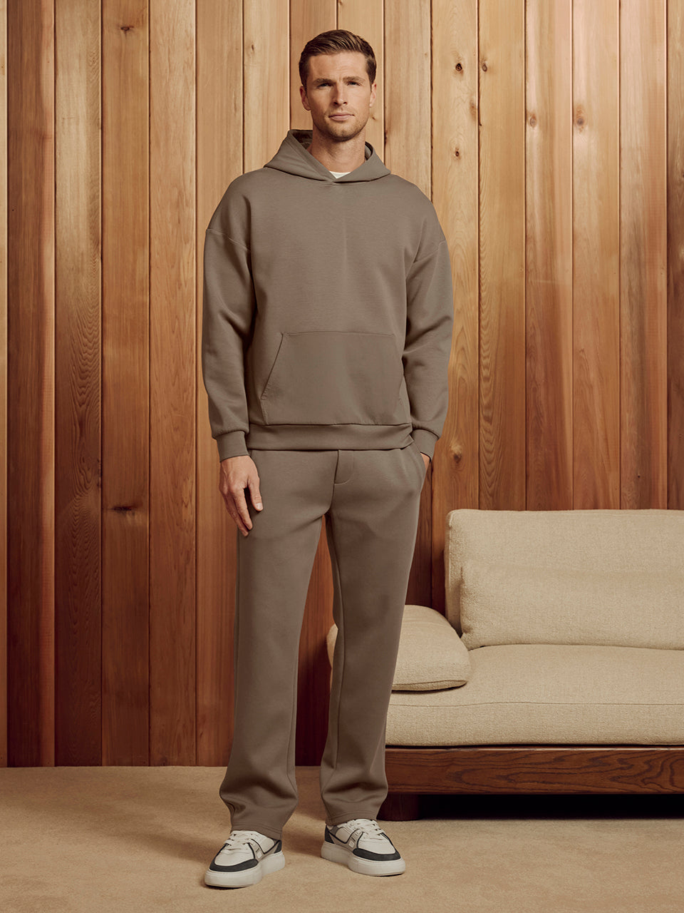 Interlock Jersey Straight Leg Jogger in Taupe