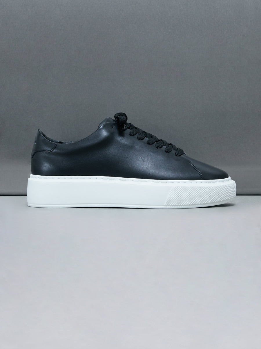 Basic Essential Leather Trainer in Black ARNE