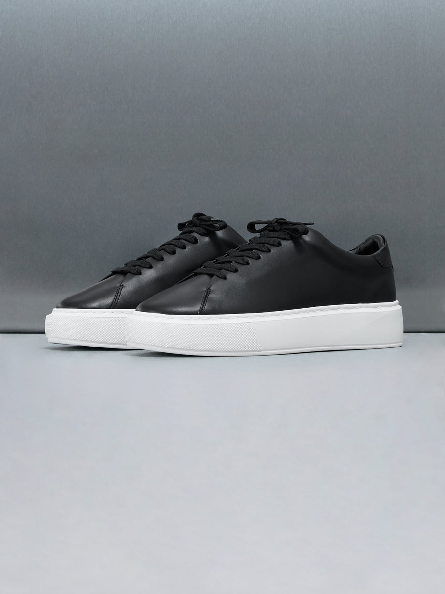 Basic Essential Leather Trainer in Black