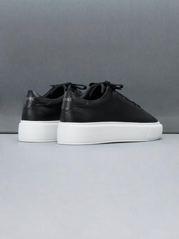 Basic Essential Leather Trainer in Black