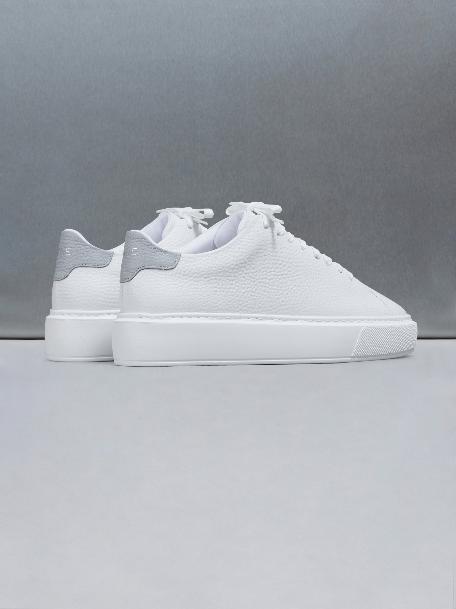 Basic Essential Leather Trainer in White Grey ARNE