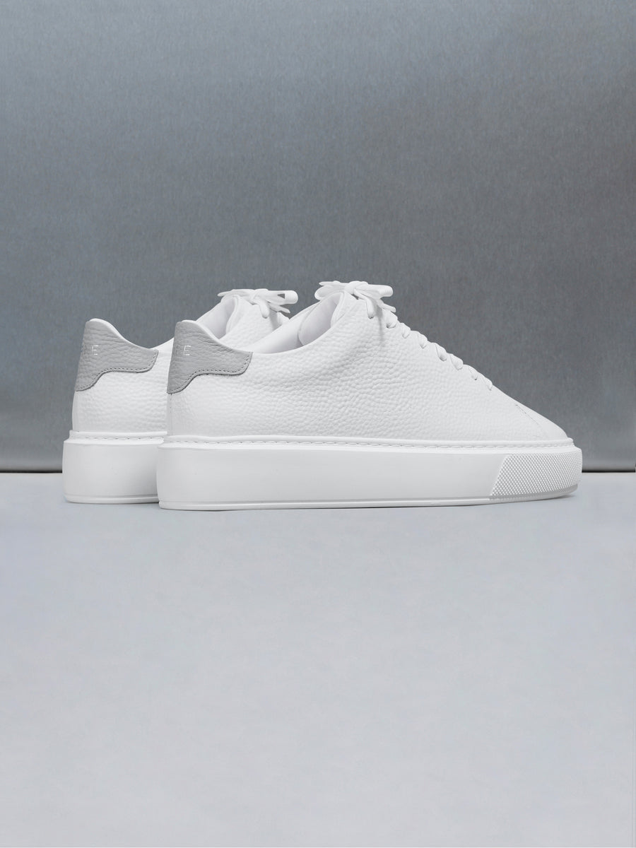 Basic Essential Leather Trainer in White Grey