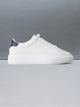 Basic Essential Leather Trainer in White Navy