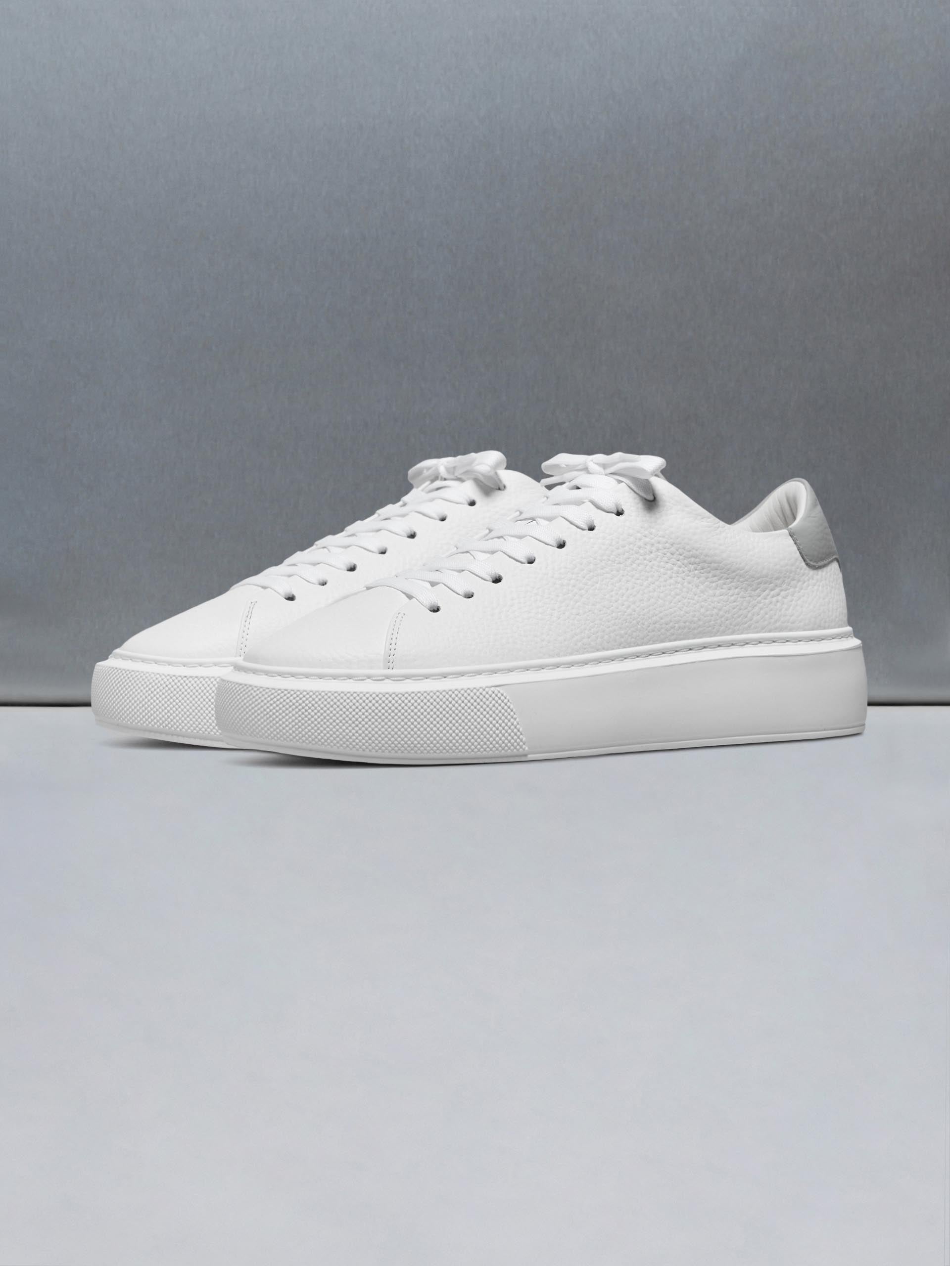 Basic Essential Leather Trainer in White Grey