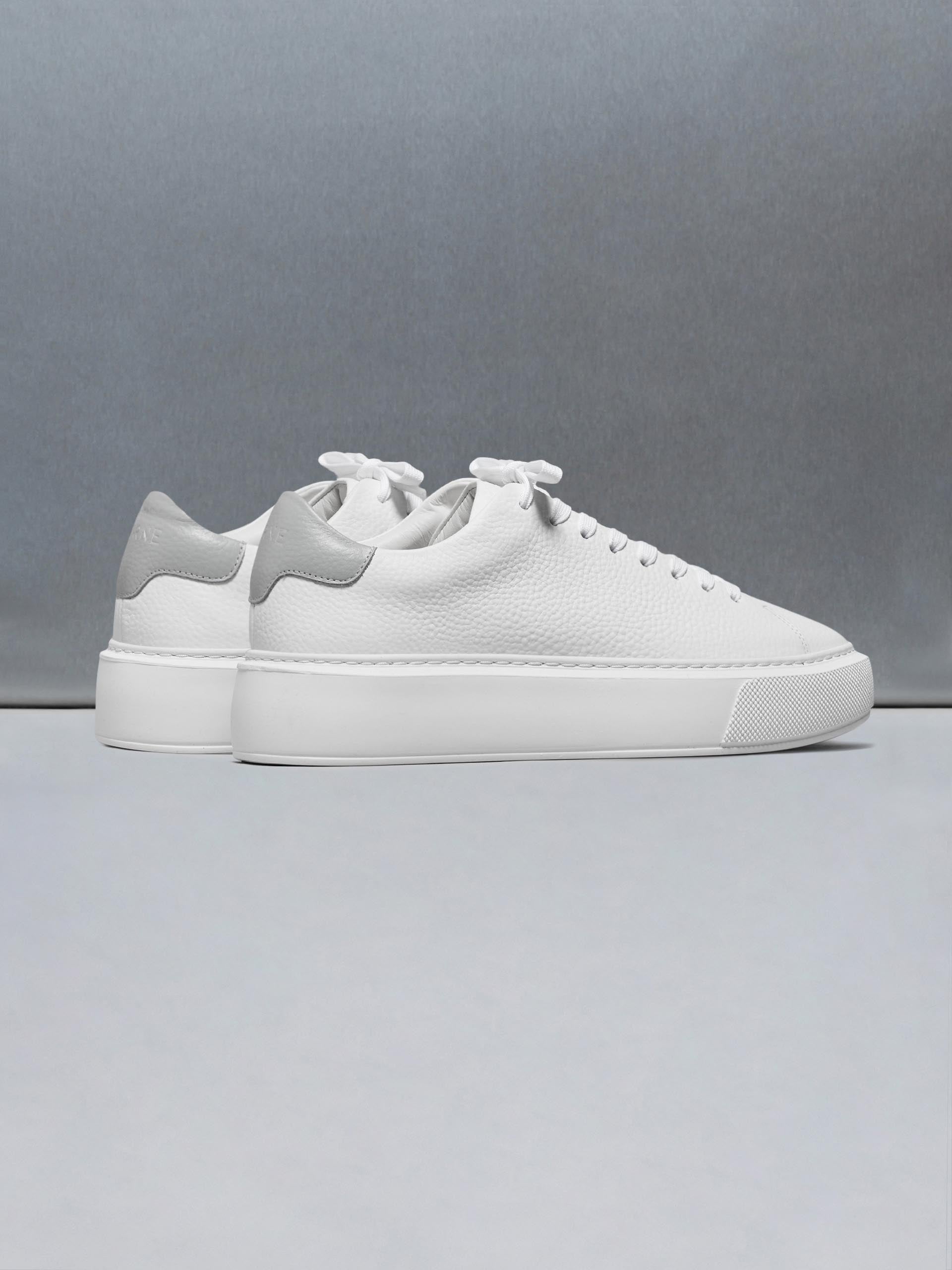 Basic Essential Leather Trainer in White Grey