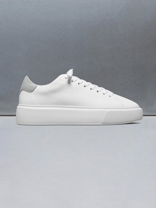 Basic Essential Leather Trainer in White Grey