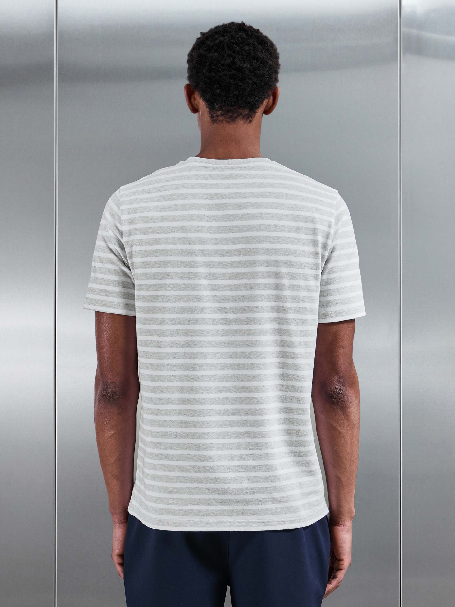Basic Stripe T-Shirt in Marl Grey White