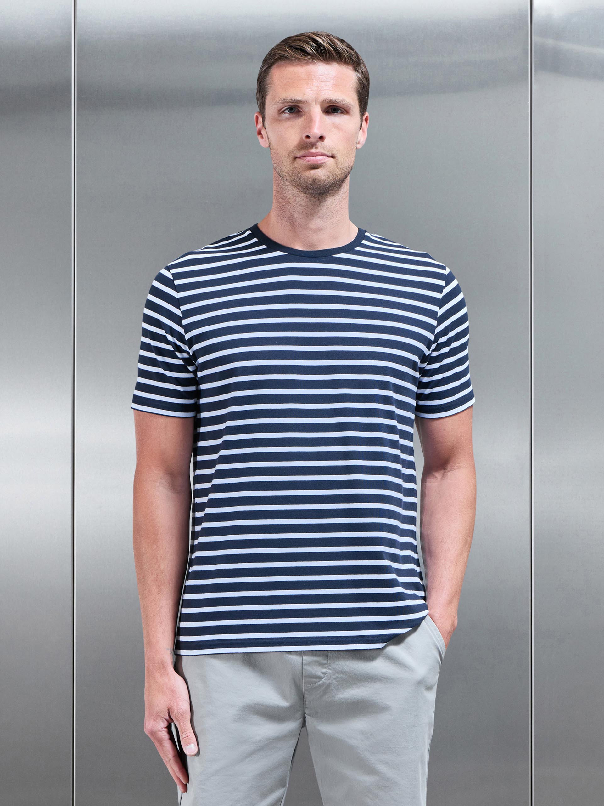 Basic Stripe T-Shirt in Navy White