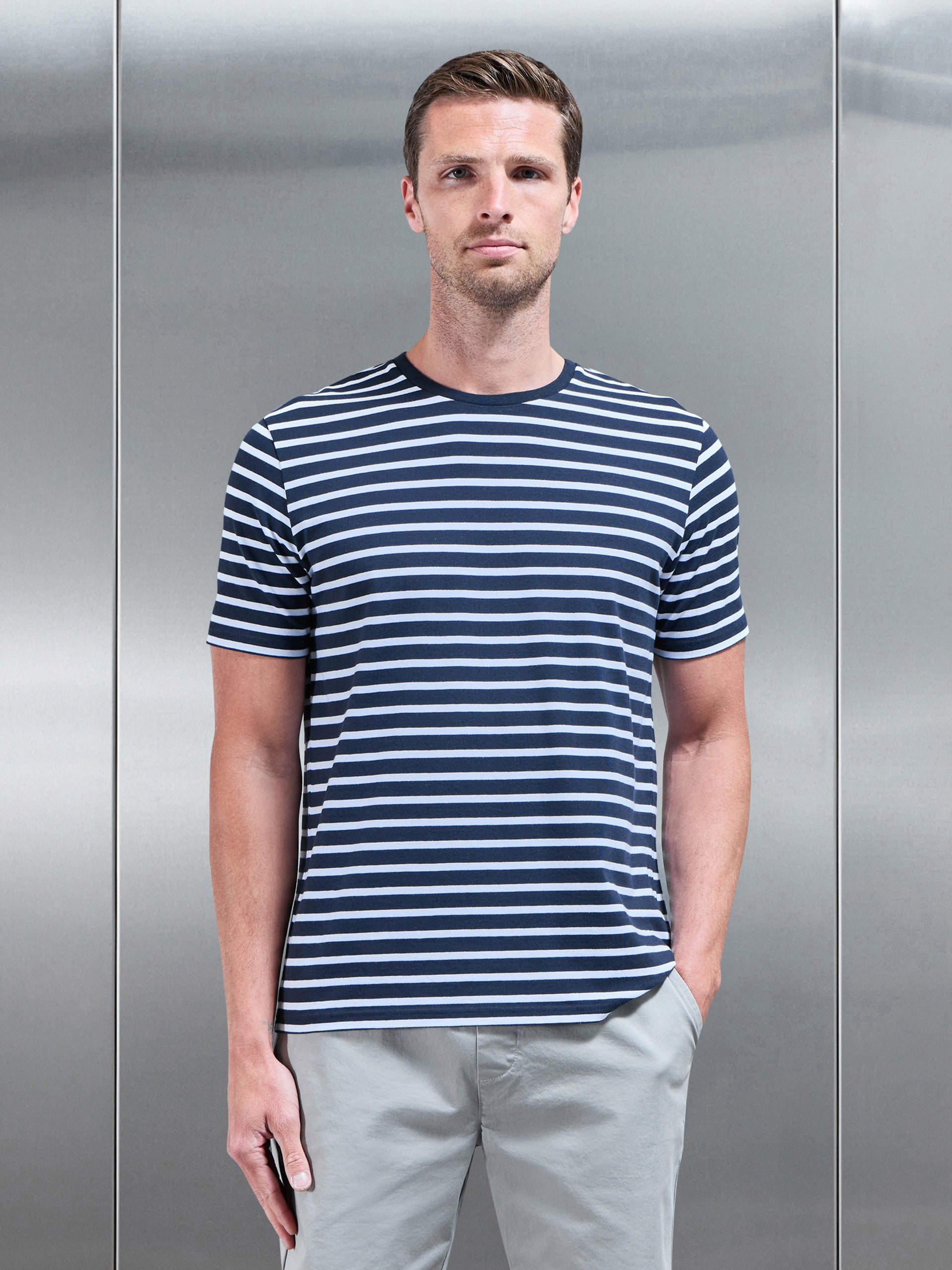 Basic Stripe T-Shirt in Navy White