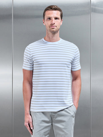 Basic Stripe T-Shirt in White Stone