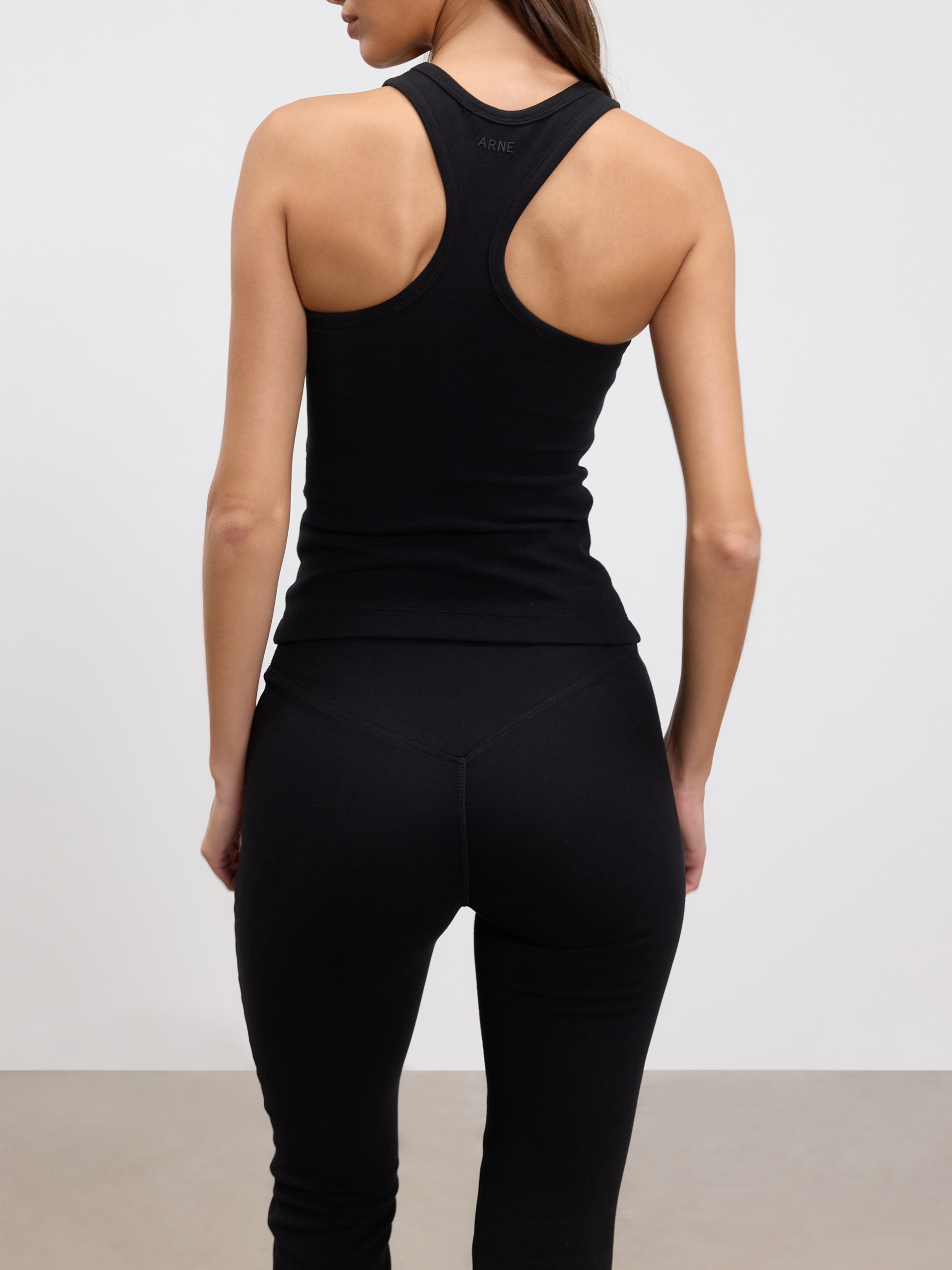Womens Brushed Cotton Jersey Racer Vest in Black