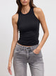 Womens Cotton Jersey Racer Vest in Black