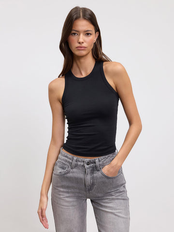 Womens Cotton Jersey Racer Vest in Black