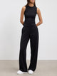 Womens Cotton Modal Wide Leg Pull On Trouser in Black