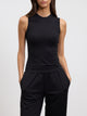 Womens Cotton Modal Round Neck Vest in Black