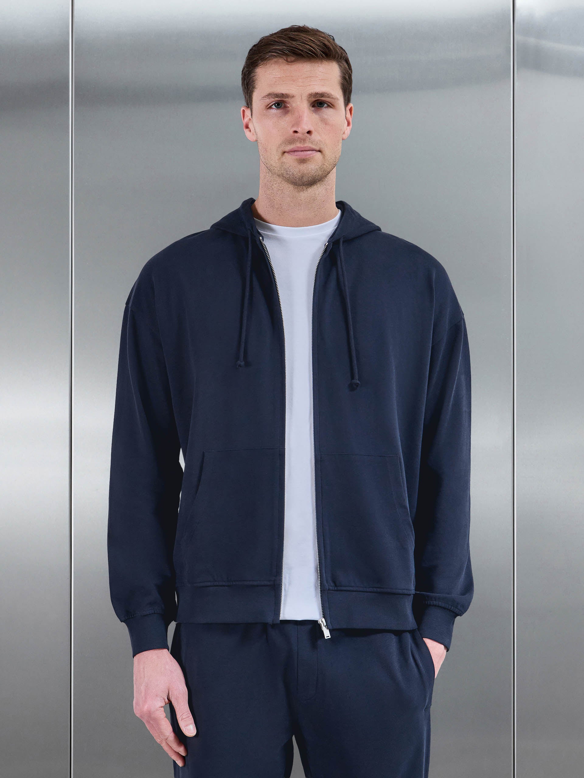 Brushed Relaxed Hoodie in Navy