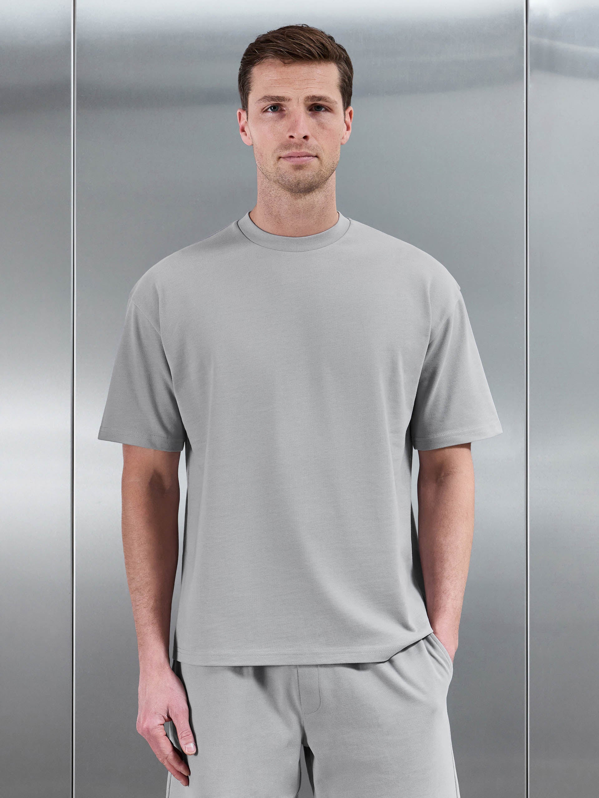 Brushed Relaxed T-Shirt in Mid Grey