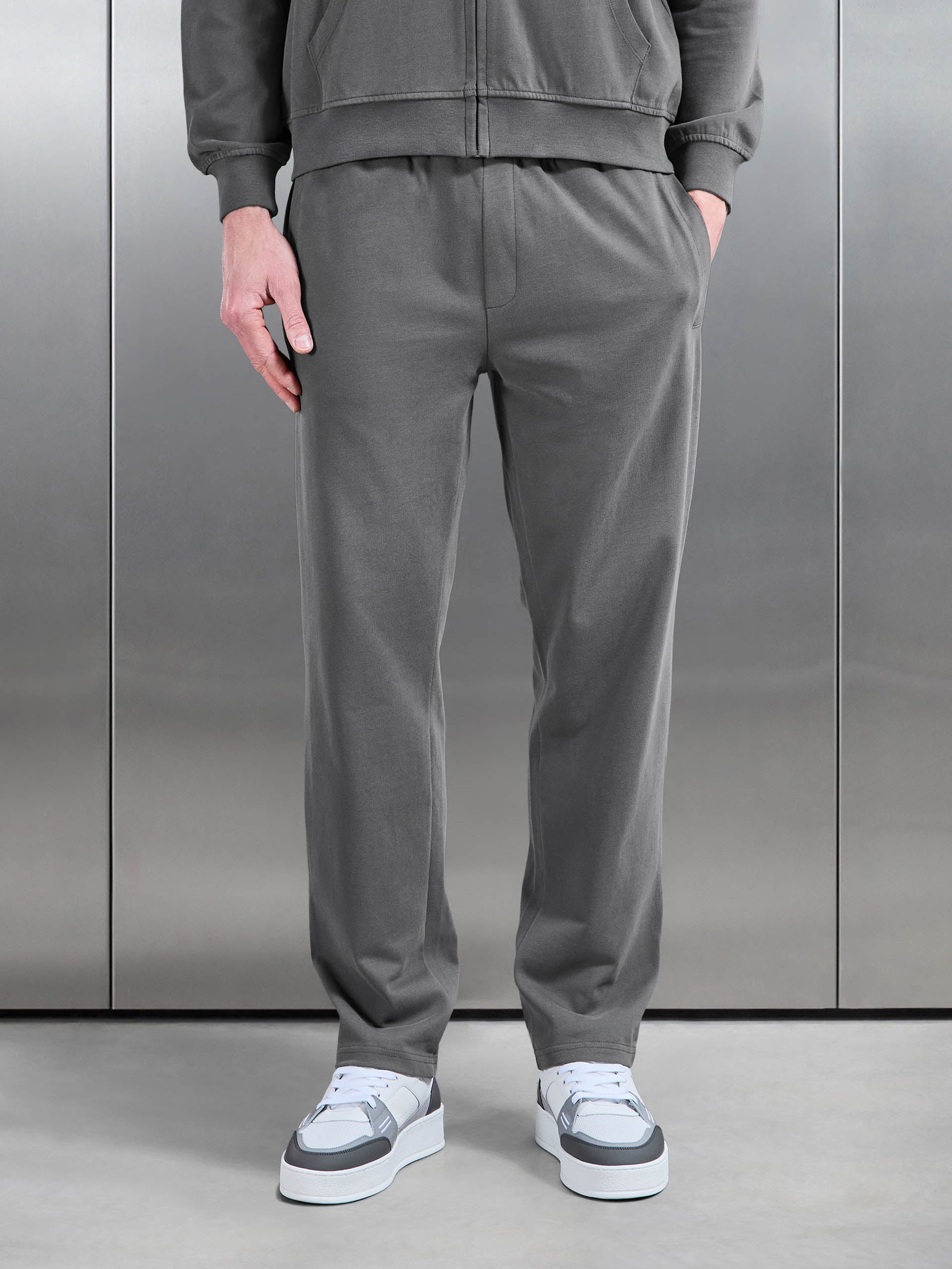 Brushed Straight Leg Jogger in Grey