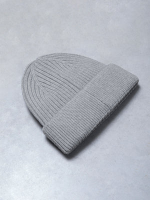 Wool Cable Beanie in Marl Grey