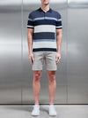 Calle Colour Block Knitted Polo Shirt in Navy