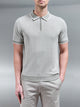 Capri Textured Knitted Zip Polo Shirt in Sage